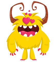 Cartoon funny monster character design with funny face expression. Halloween vector illustration 