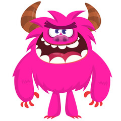 Cartoon funny monster character design with funny face expression. Halloween vector illustration 