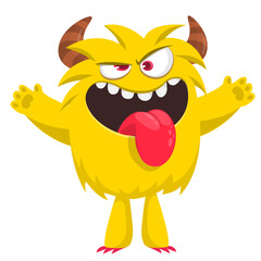 Cartoon funny monster character design with funny face expression. Halloween vector illustration 