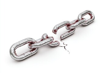 Obraz premium Broken metal chain on white background
