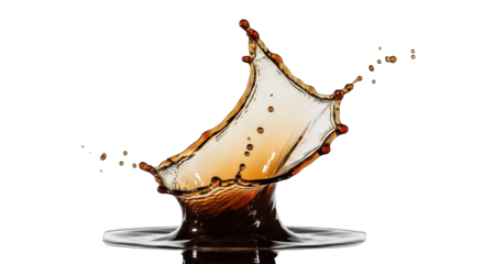 Liquid crown splashing, dark fluid suspended, reflective surface, black bg