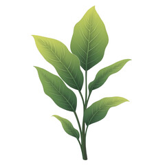 Fototapeta premium A stylized illustration of a plant branch with vibrant green leaves against a black background.