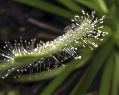 Sundew carnivorous plant trapping insect