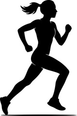 Female Runner Silhouette – Flat Vector Side Profile Running Pose