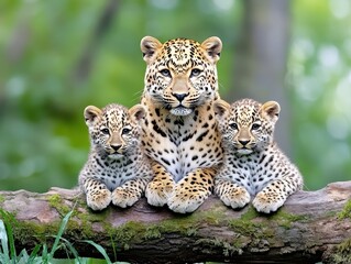 Fototapeta premium Leopard Family in Forest