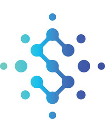 Abstract Letter S Logo with Connected Dots in Gradient Blue