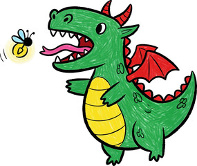 Obraz premium A Dragon Trying to Catch a Firefly