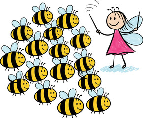 A Fairy Conducting a Choir of Buzzing Bees