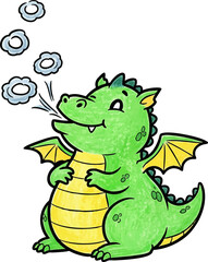 Obraz premium Baby Dragon's Puffy Smoke Ring Practice