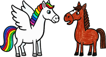 Pegasus Wondering Why Other Horses Have No Wings