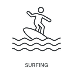 Surfing Simple Style Outline Design Icon