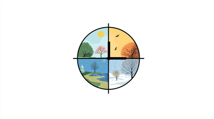 Four Seasons Landscape Clock Art for Time & Season Themes