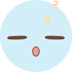 Sleepy blue emoji with eyes closed