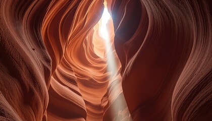 Obraz premium Sunlight filtering through a narrow opening in the undulating, textured walls of a deep canyon, creating a captivating natural formation