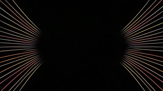 Colorful radiating lines on black background