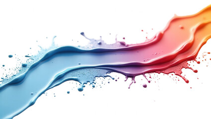 Fototapeta premium Vibrant paint splashes in a dynamic display of color transitions, flowing over a striking black background.