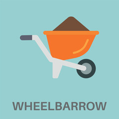 Wheelbarrow Simple Style Flat Design Icon