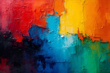 Vibrant Abstract Expressionist Painting with Bold Color Strokes and Texture