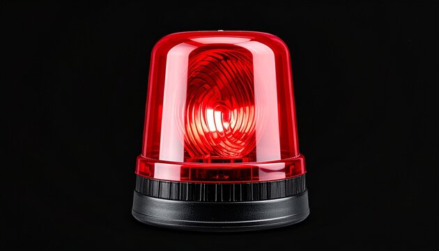 Flashing red siren light on black background.