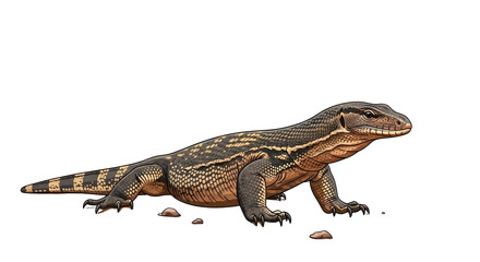 Obraz premium majestic monitor lizard a desert reptile illustration, detailed artwork, wildlife art