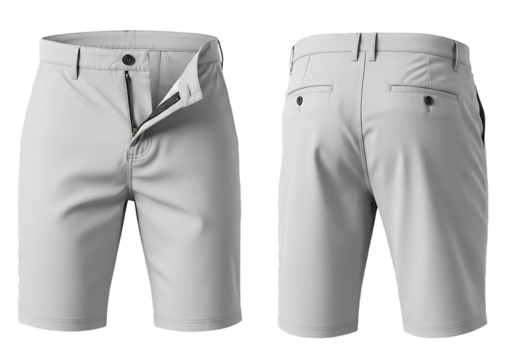 Sleek modern light grey shorts front and back view, perfect for smart casual wear and active lifestyles.