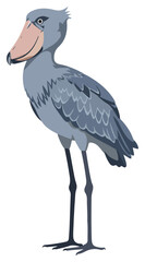 Fototapeta premium A stylized illustration of a Shoebill stork standing upright, showcasing its unique beak.