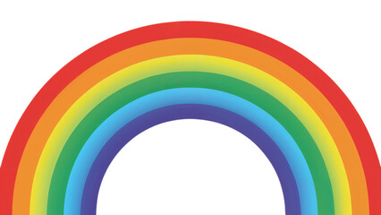 A vibrant rainbow arc with multiple colorful bands, isolated on a transparent background