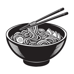 Black ramen Silhouette Vector, High Quality Illustration on White Background