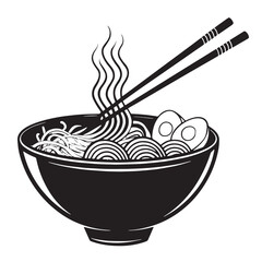 Black ramen Silhouette Vector, High Quality Illustration on White Background