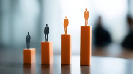 Figures representing growth on bar graphs, symbolizing progress in business.