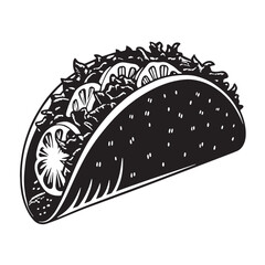 Black tacos Silhouette Vector, High Quality Illustration on White Background