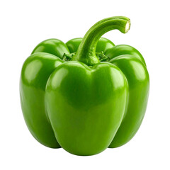 Vibrant Green Bell Pepper Isolated On White Background: Captivating image of a single, lustrous green bell pepper. 