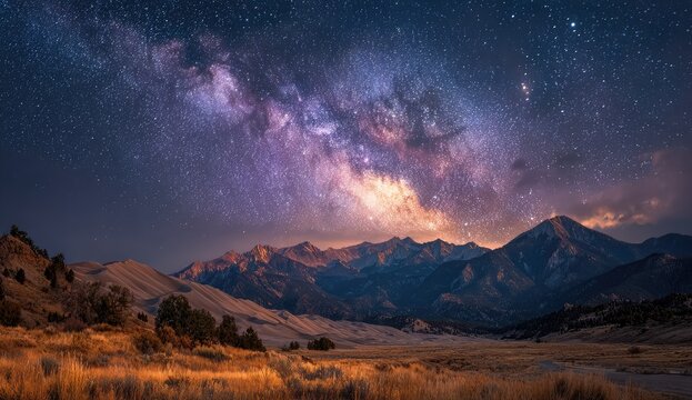 Milky Way over mountain range