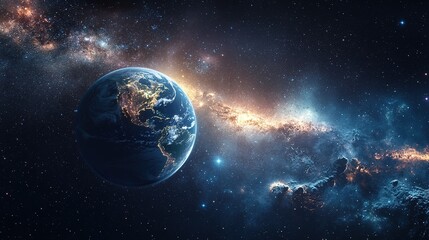 Naklejka premium High-resolution_cinematic shot of glowing Earth