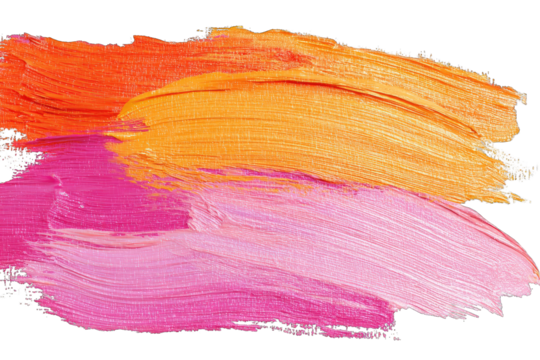 Abstract paint strokes in vibrant orange and pink