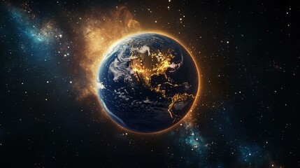 High-resolution_cinematic shot of glowing Earth