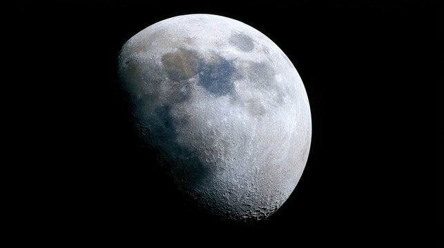 Close-up of the moon against a black background, presenting surreal details and cinematic atmosphere, creates a striking celestial scene for the use of celestial themes.