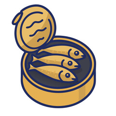 Canned Fish Sardines in  Tin Can Vector Illustration