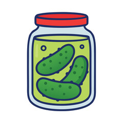 Pickle Jar with Cucumbers Vector Illustration