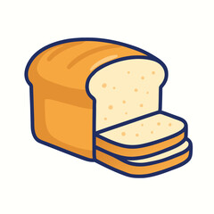 Loaf of Bread with Sliced Breakfast Items Vector Illustration
