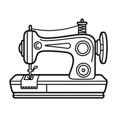 A black and white sewing machine illustration line art of a coloring page
