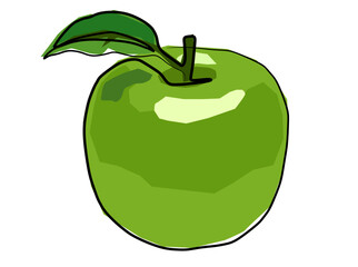 Apple is in continuous line drawing on a white background.