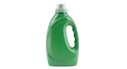 Green Laundry Detergent Bottle Standing Isolated on Black Background Ready to be Used in Advertisements and Promotions.