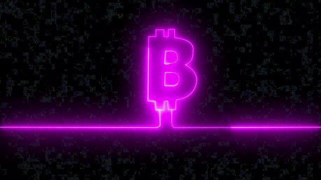 Bitcoin Cryptocurrency Symbol Glowing Over Stacks of Coins with World Map in Background.cryptocurrency, blockchain, global finance, and digital technology animation.rotates over world map on backgroun