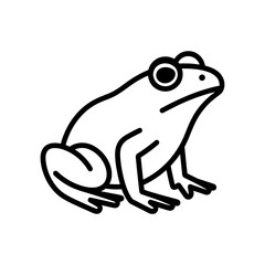 Stylized Cartoon Frog Illustration Emphasizing Bold Black Outlines Capturing Amphibian Features in a Minimalist Isolated Design on White