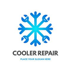 A modern logo featuring a snowflake, symbolizing repair and maintenance services for air conditioning, cooling systems, or refrigeration appliances.