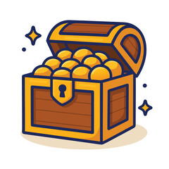 Treasure chest full of gold coins Vector Illustration
