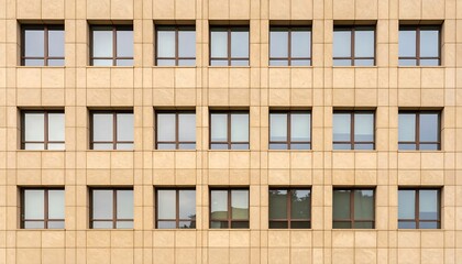 Beige building facade with repeating windows