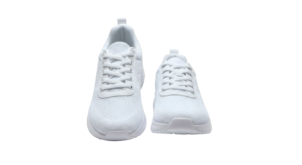 Clean White Running Shoes Isolated on Black Background for Minimalist Fashion and Active Lifestyle Visuals