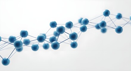 Abstract Blue Mesh Network Structure with Connected Spheres on White Background